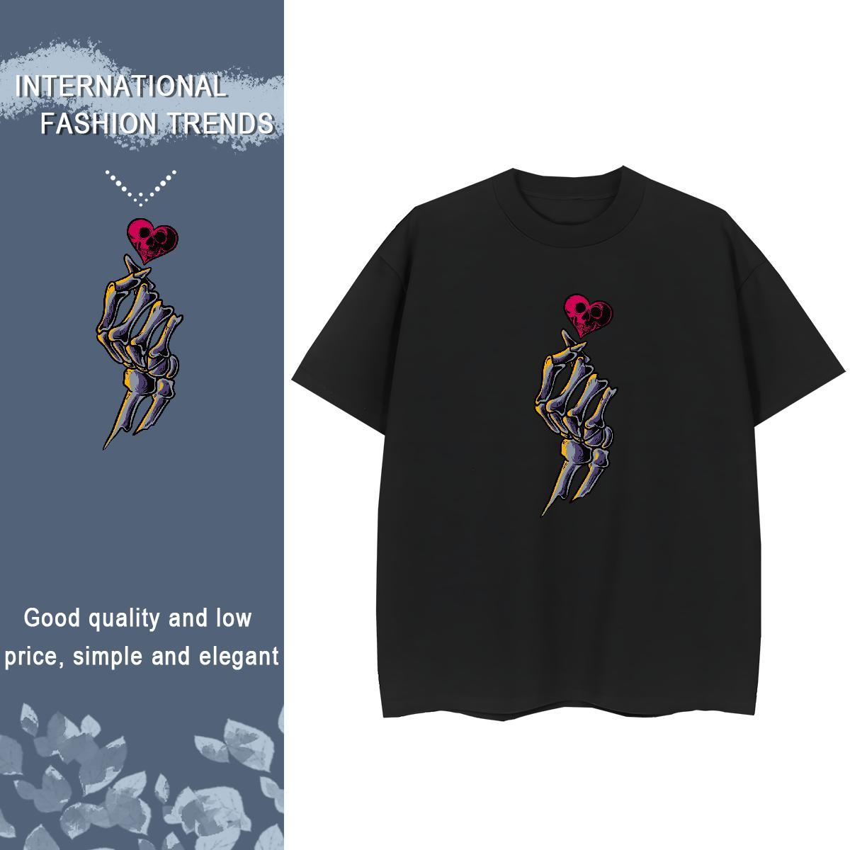 Brand T Shirts Women 230g Cotton Breathable Short Sleeve Sports Casual skull Couples T Shirts Female Customized Tee Shirt
