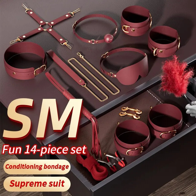 JIUUY Adult SM Sex Products Kits Bondage Gear Collar Butt Oral Erotic Bundle Blindfold Whip Sex BDSM Sex Game for Couples 240904