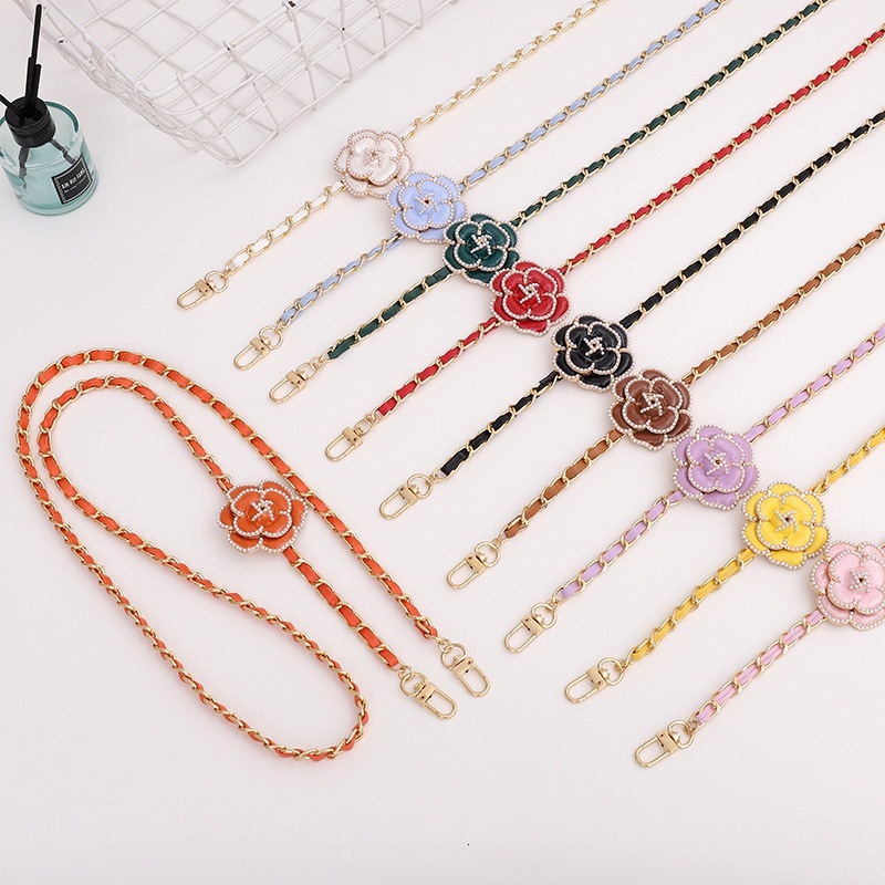 Korean version of Xiaoxiangfeng pearl camellia crossbody leather hanging rope anti drop phone chain small gift for women