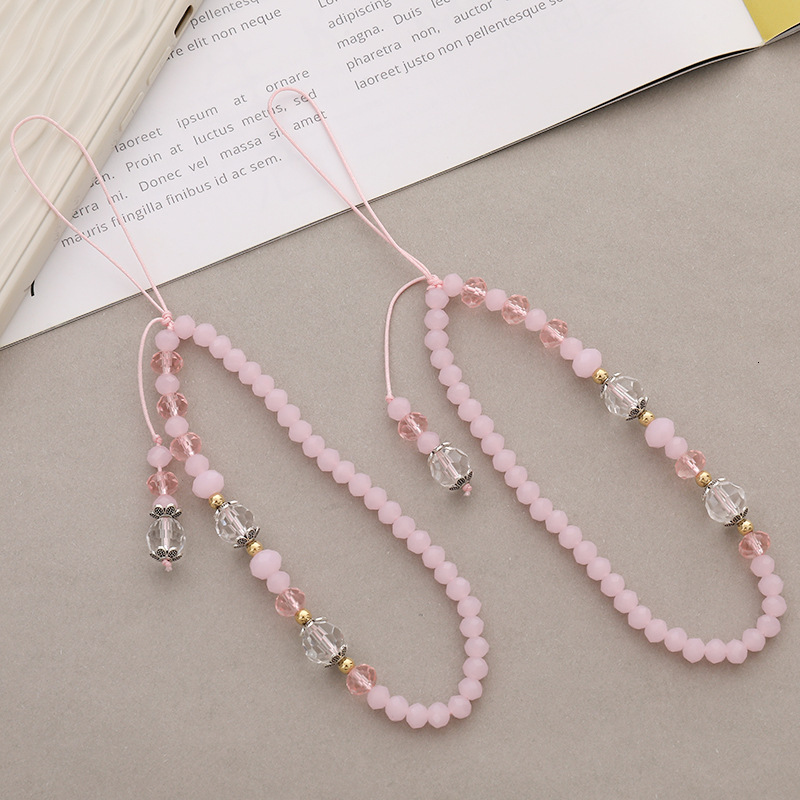 Yilian New Creative Crystal Chain Fashion Flat Bead Anti Loss Phone Hanging Rope Short Pendant for Women