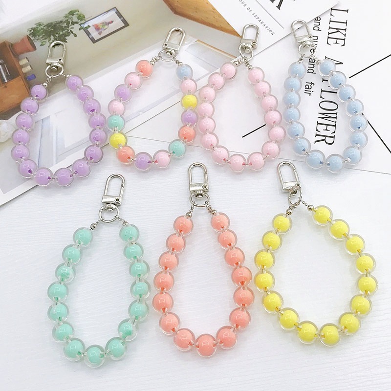 Yilian Jewelry Acrylic Candy colored Beaded Earphone Protective Cover Pendant Girl Keychain Bag Hanger