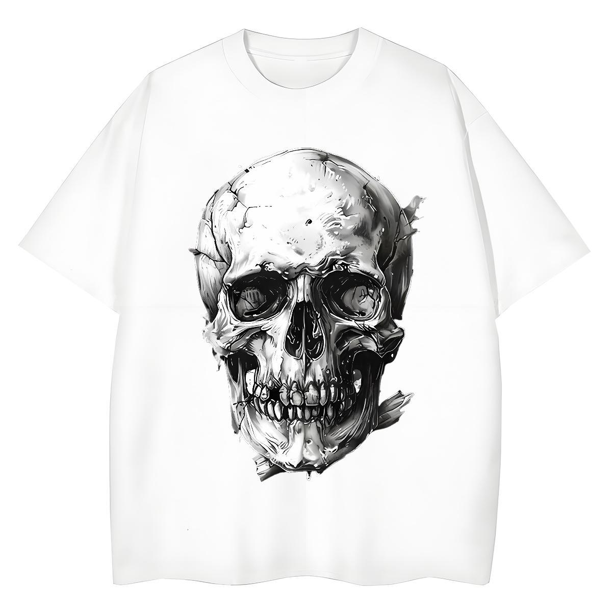 Brand T Shirts Women 230g Cotton Breathable Short Sleeve Summer Casual skull Woman Tshirt Soft Cartoon Anime Wear