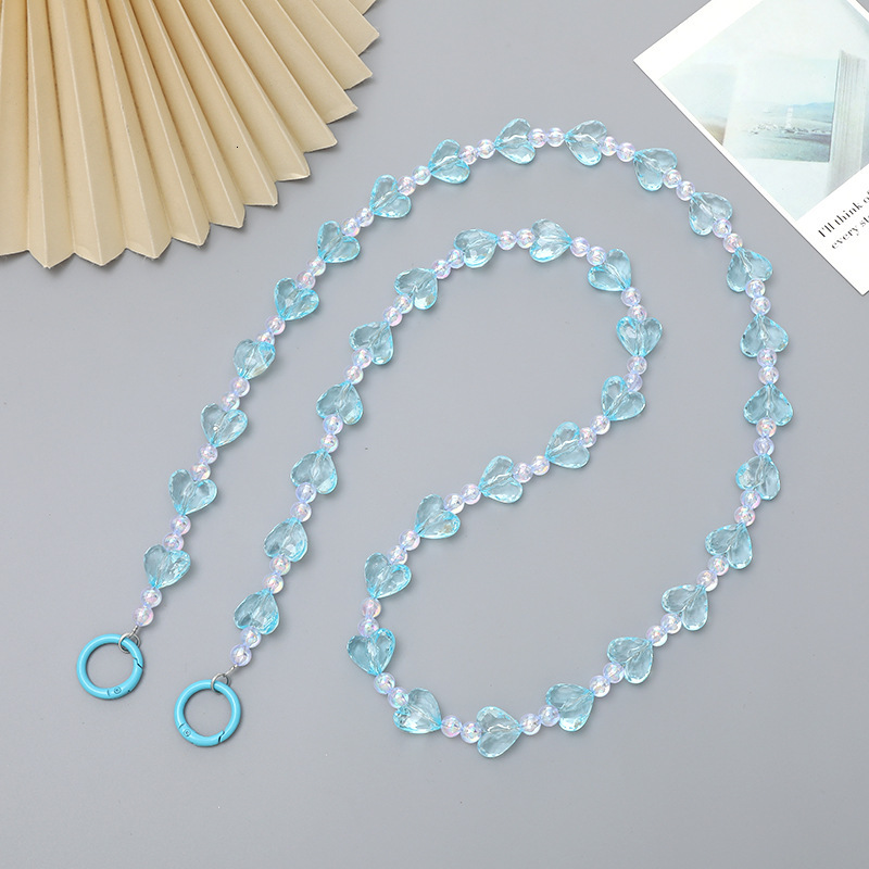 Yilian's new acrylic love crossbody chain with high-end feel, handmade bead hanging rope bag decoration, phone case pendant
