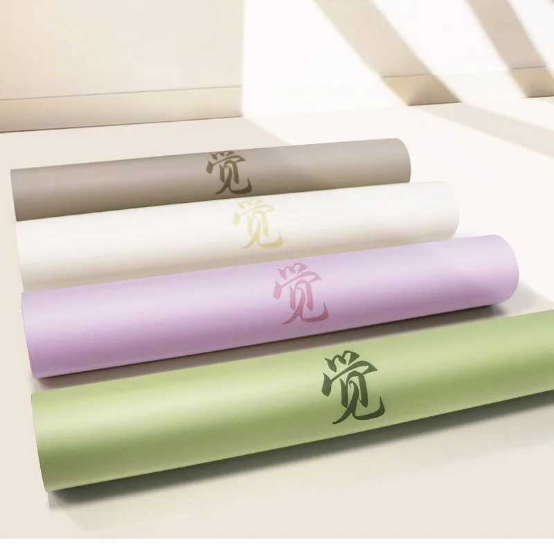 Lezyan 5mm PU natural rubber posture line yoga mat fitness anti slip shock absorption sweat absorption exercise Pilates fitness W240906