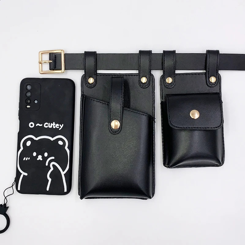 Two Piece Womens Bag Belt Waist Casual Cigarette Case Pocket Female Mobile Phone and Purse 240906