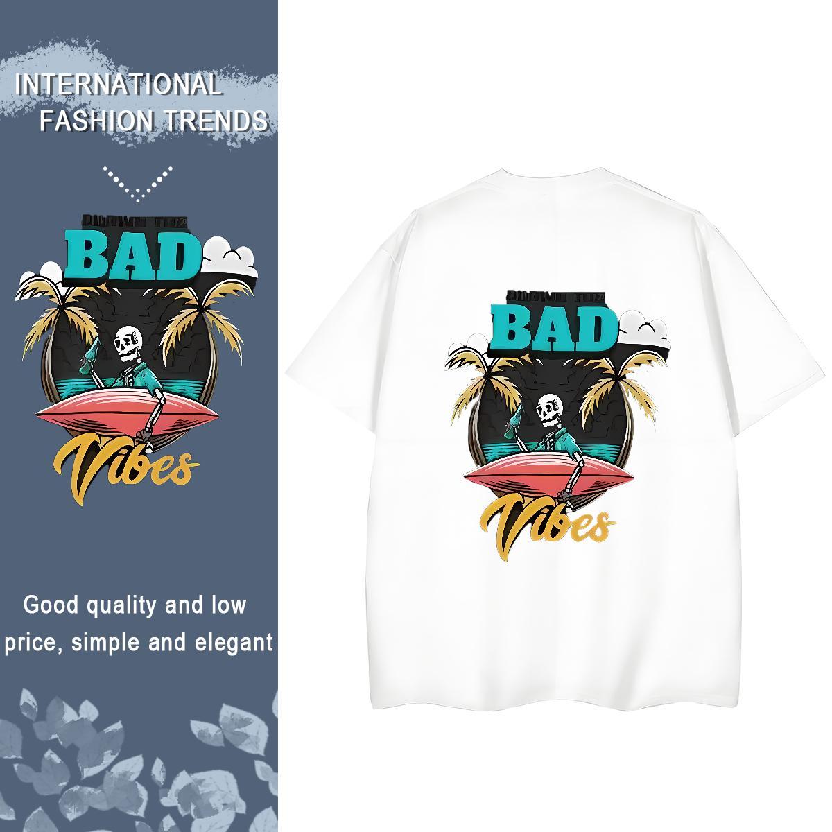 Fashion New T-Shirts 230g 100% Cotton Crew Neck Breathable Beach surfing Couples T Shirts Soft Plus Size Cartoon Wear