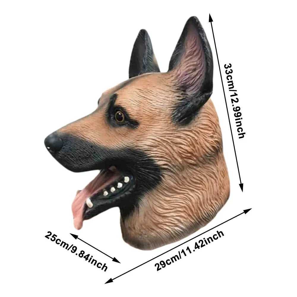 German Shepherd Mask Halloween Party Cosplay Animal Costume Sheepdog Dog Head Masks Funny Realistic Animal Full Head Latex Mask M240906