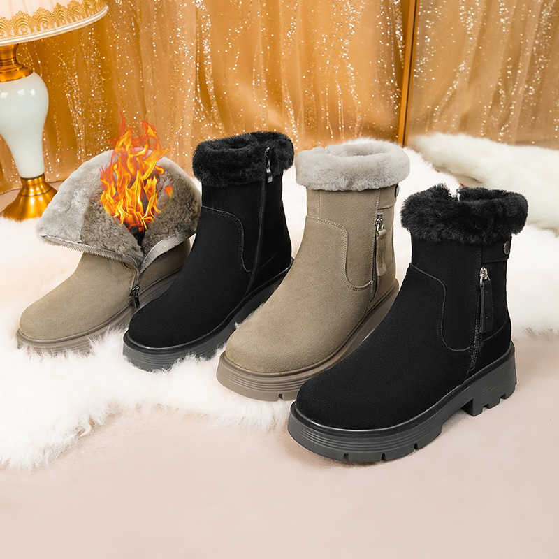 CMM Winter Womens Shoes Thick Velvet Boots Autumn and Winter Snow Boots Short Tube Wool Anti Slip Womens Northeast Cotton Shoes