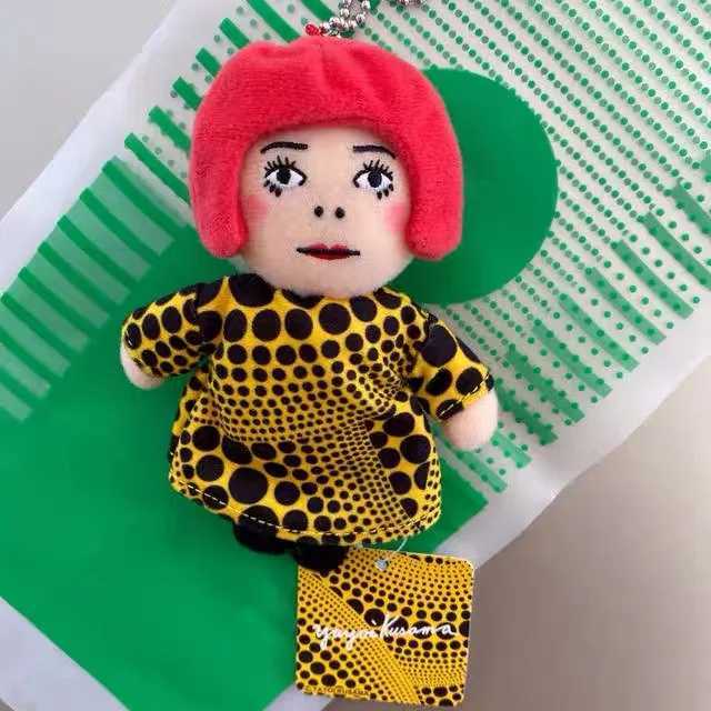 12cm New Yayoi Kusama YAYOI KUSAMA Humanoid Polka Dot Plush Keychain Bag Pendant Toy Pendant For Gift Y240907