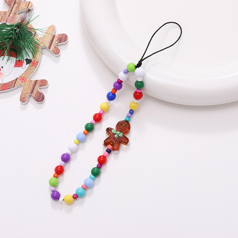 2023 New Chain Phone Case Hanging Rope Christmas Tree Pendant Short Wrist with Gingerbread Man Decoration