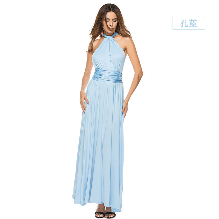 Multi Wear Multi Rope Cross Open Back Bandage Dress Long Dress