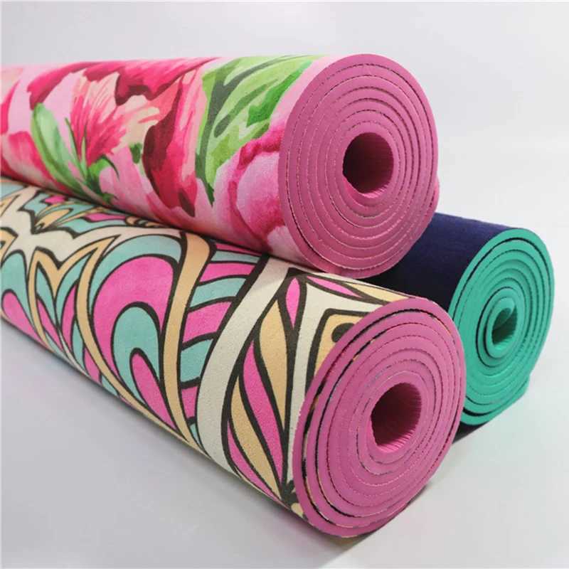 Velvet TPE yoga mat anti slip exercise fitness mat tie dye camping gym fitness mat Pilates ultra-thin aerobic training yoga mat W240906