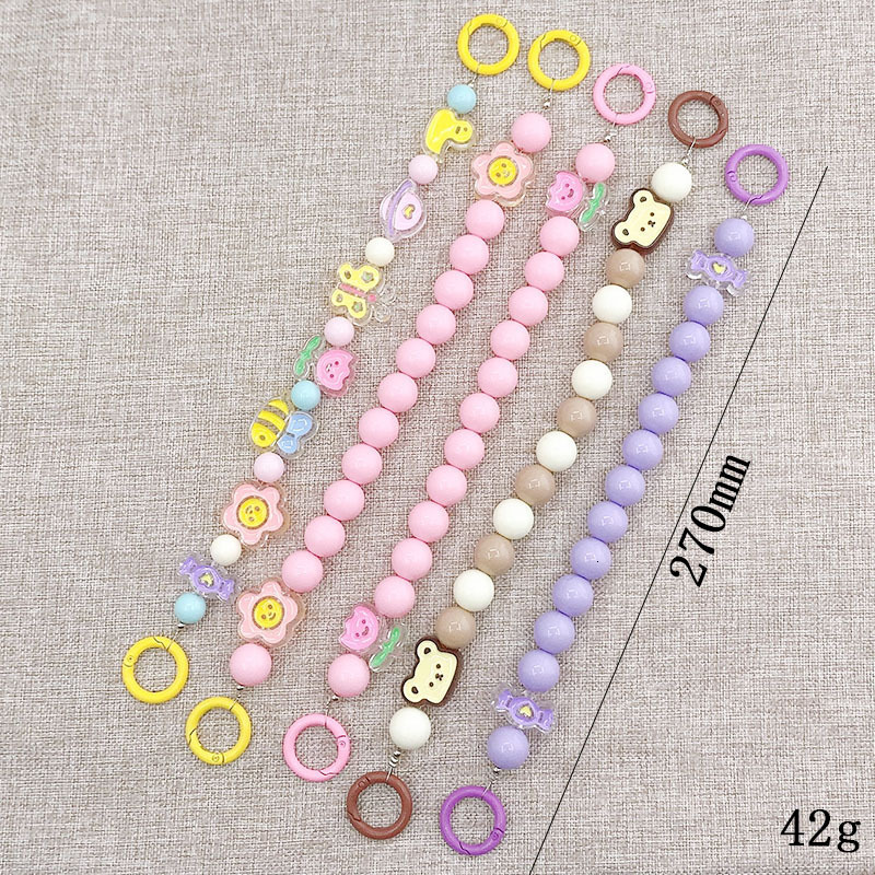 Yilian's new acrylic candy colored drip oil hand-held DIY jewelry accessories, handmade bead anti loss chain