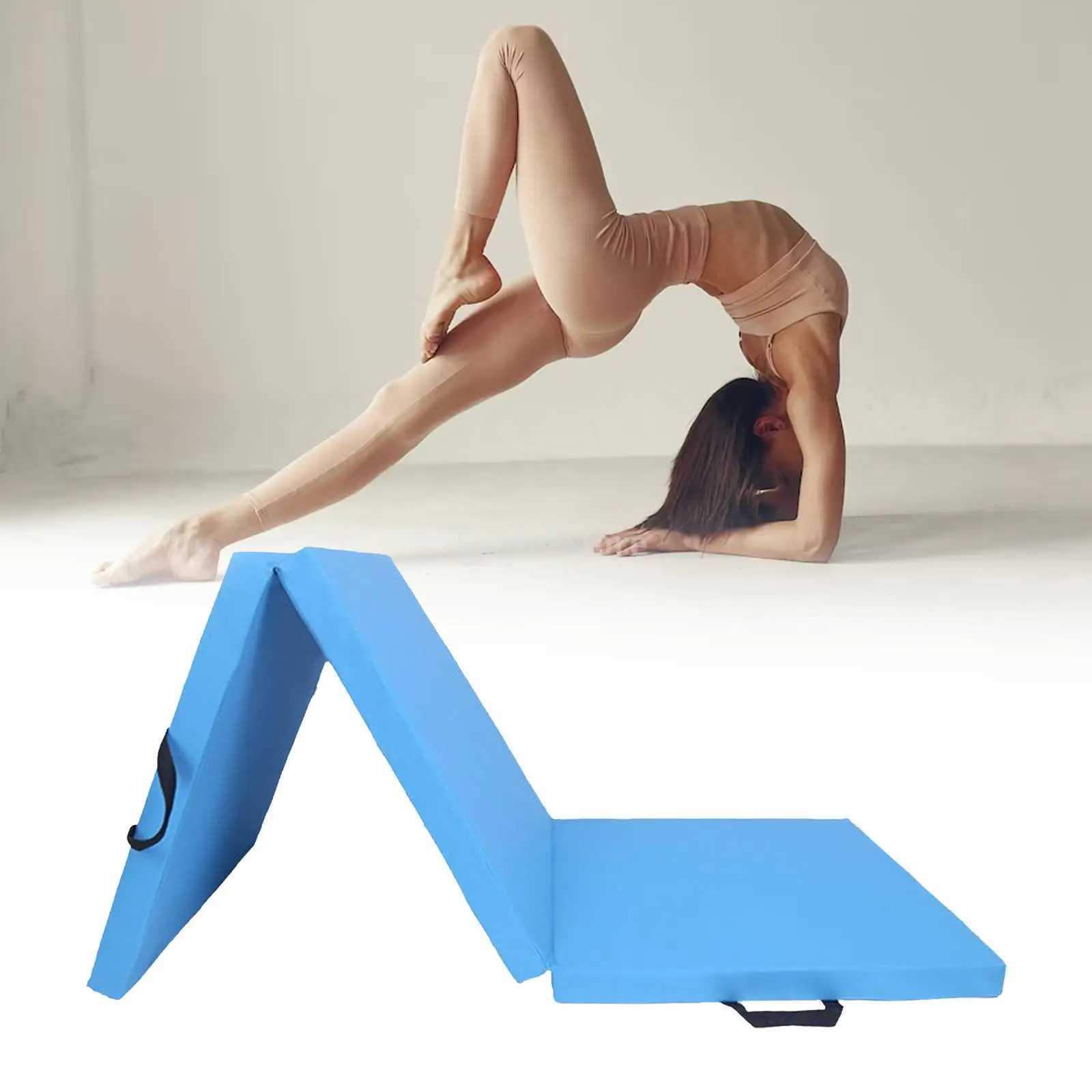 Three fold sports mat neutral style thick carrying handle folding yoga mat balanced stretching fitness gymnastics exercise W240906