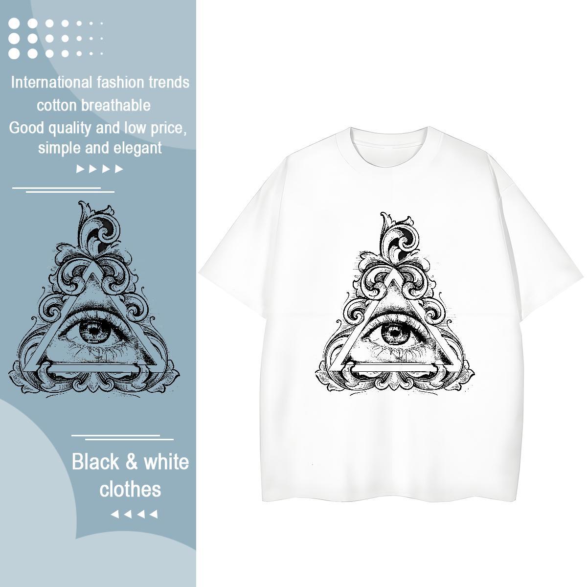 TOP Quality Women T Shirts 230g Cotton Crew Neck Hip Hop eye of the devil Women Tees Popular Cartoon Anime Tops Shirt