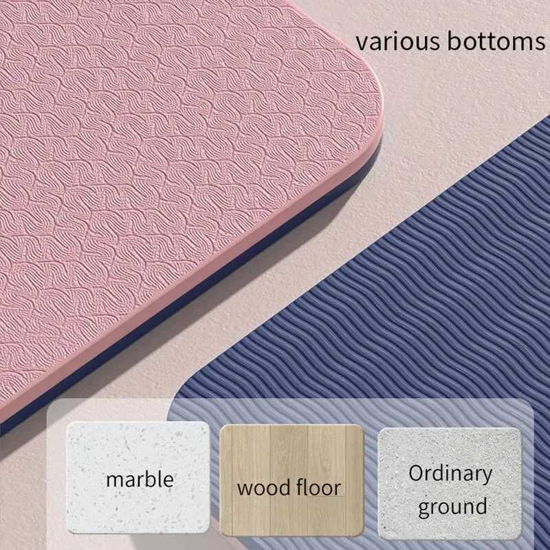 Yoga mat double-sided anti slip environmentally friendly fitness exercise mat with TPE yoga mat suitable for women suitable for yoga Pilates exercise 
