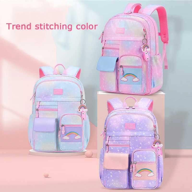 Primary School Backpack Cute Colorful Bags for Girls Princess Waterproof Children Rainbow Series Schoolbags Mochila 240907
