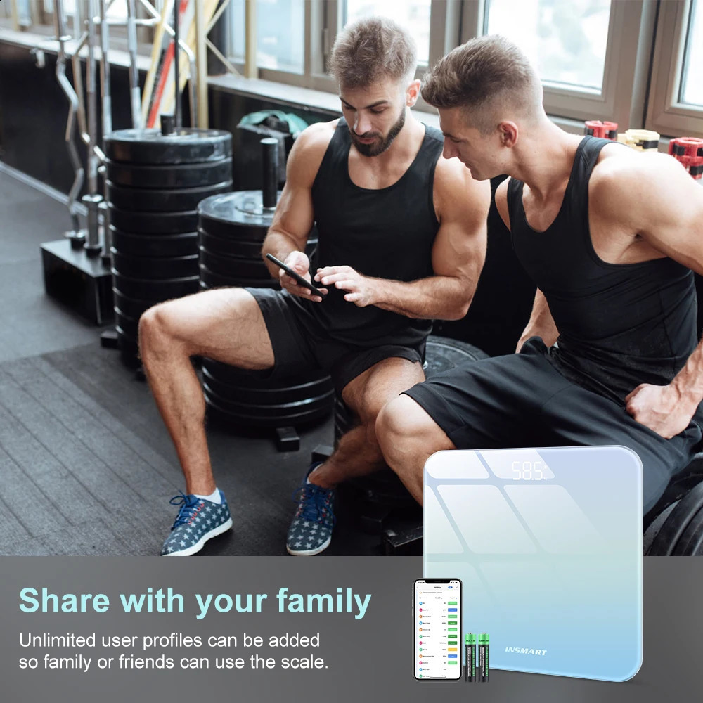 Insmart Bathroom Scale Digital Body Fat 180KG BMI Biological Impact Balance Weight Intelligent 240906