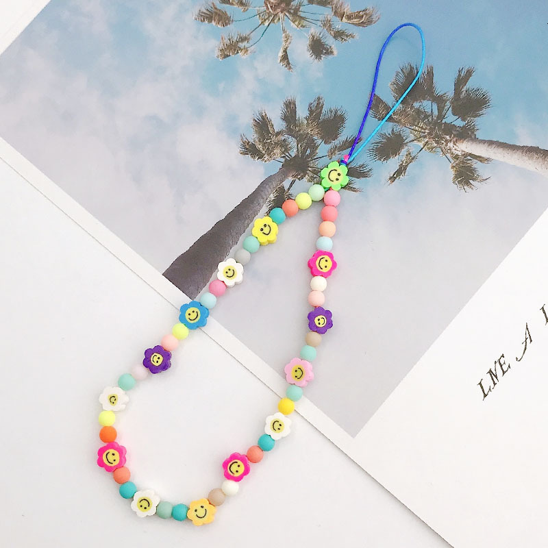 Yilian's New Soft Ceramic Chain DIY Case Phone Handmade Beaded Smiling Face Anti Loss Rope