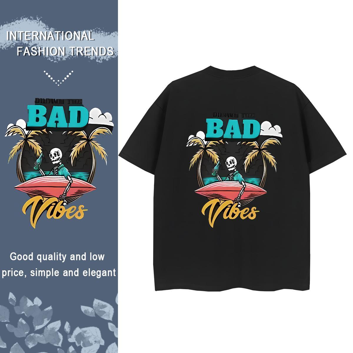 Fashion New T-Shirts 230g 100% Cotton Crew Neck Breathable Beach surfing Couples T Shirts Soft Plus Size Cartoon Wear