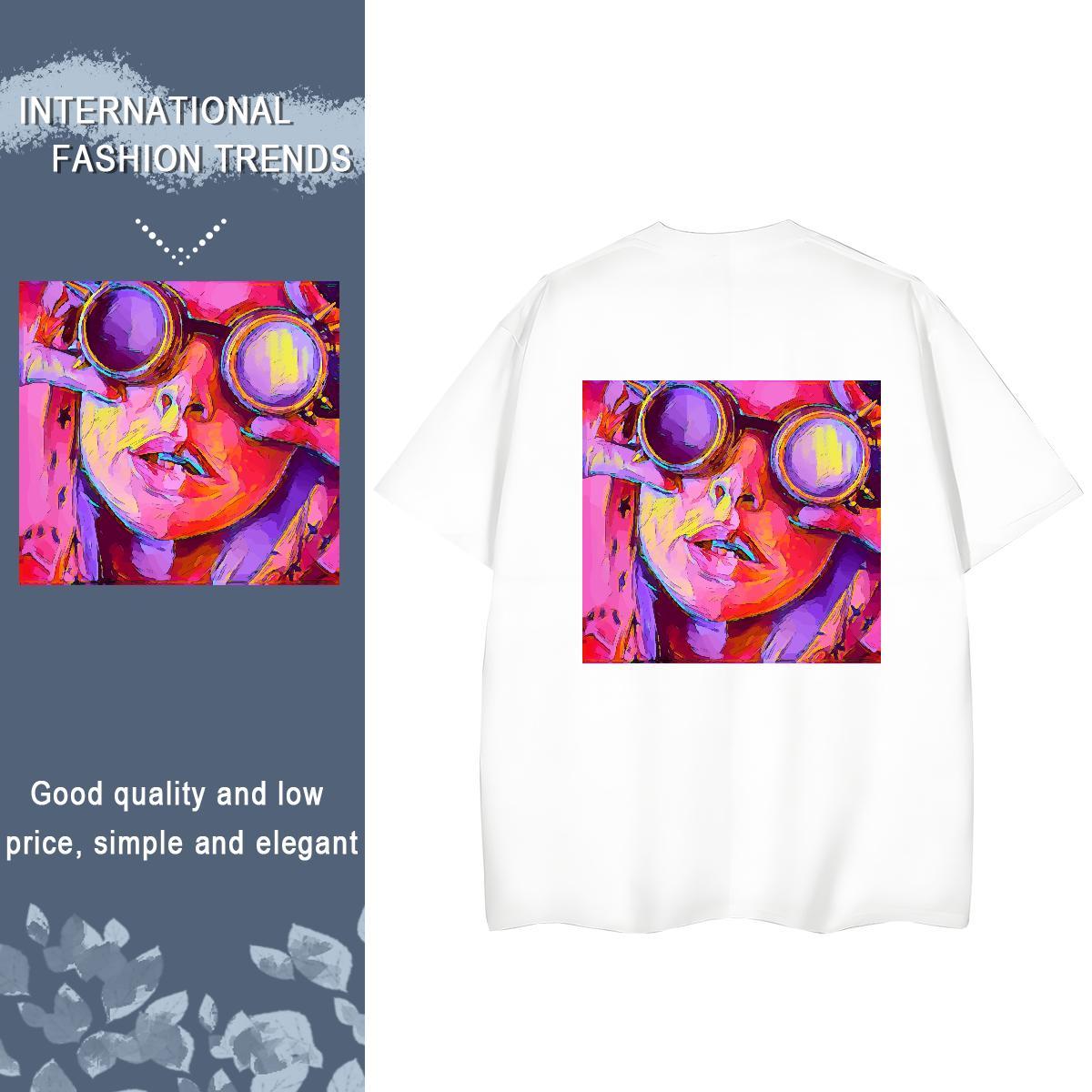 2024 T Shirts Women 230g 100% Cotton Breathable Crew Neck Sports Casual portrait Unisex Tshirts 5A Cartoon Print Top Tees