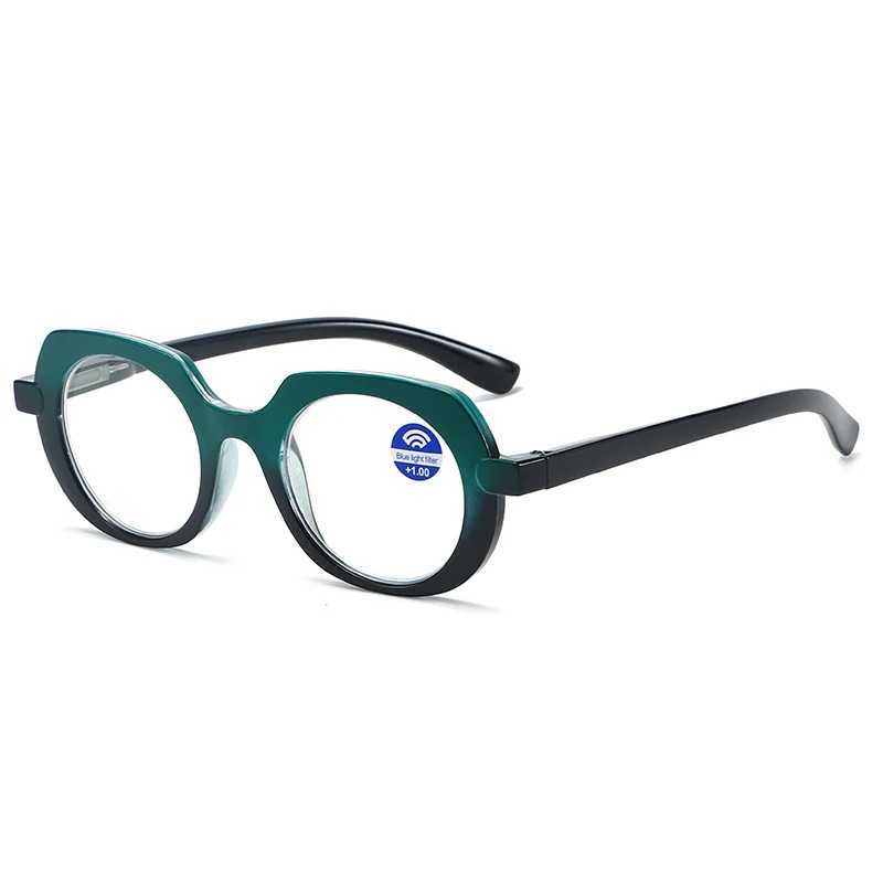 Retro oval reading glasses polygonal 2-color PC frame blocking blue light Presbyterian glasses+1.0+1.5+2.0+2.5+2.5+4.0 neutral version W240906