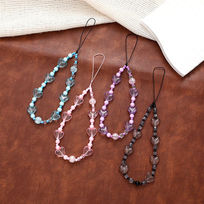 Yilian's new love bead rope, phone case, keychain pendant, creative and personalized anti fall chain hanging decoration