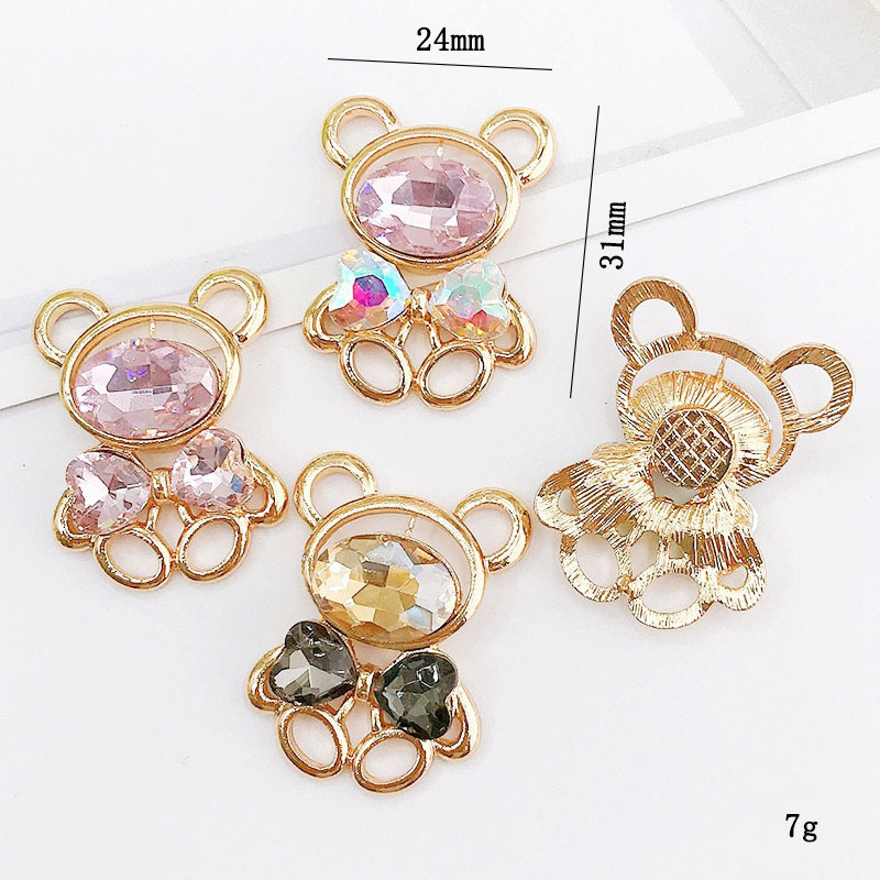 New Small Crystal Gem Bear Zinc Alloy Jewelry Phone Case DIY Accessories Hole Shoes DIY Accessories Women
