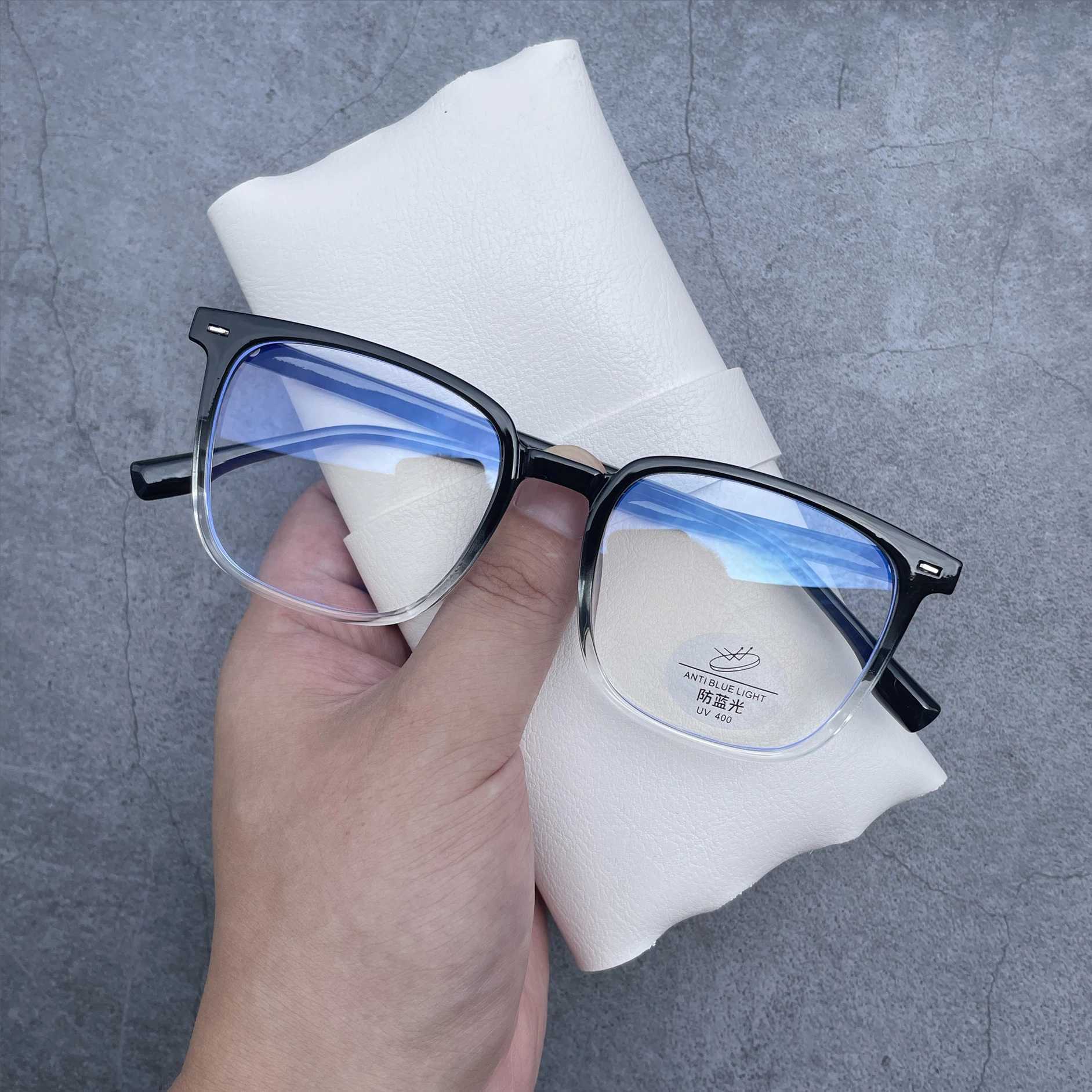Black computer glasses frame womens anti blue light square rectangular glasses blocking glasses optical glasses W240906