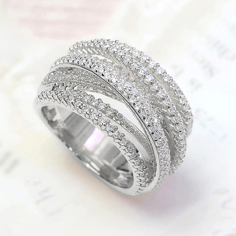 Sterg Sier Rose Gold Eternity Ring with Pave Zircon - Vintage Bridal Wedding Band