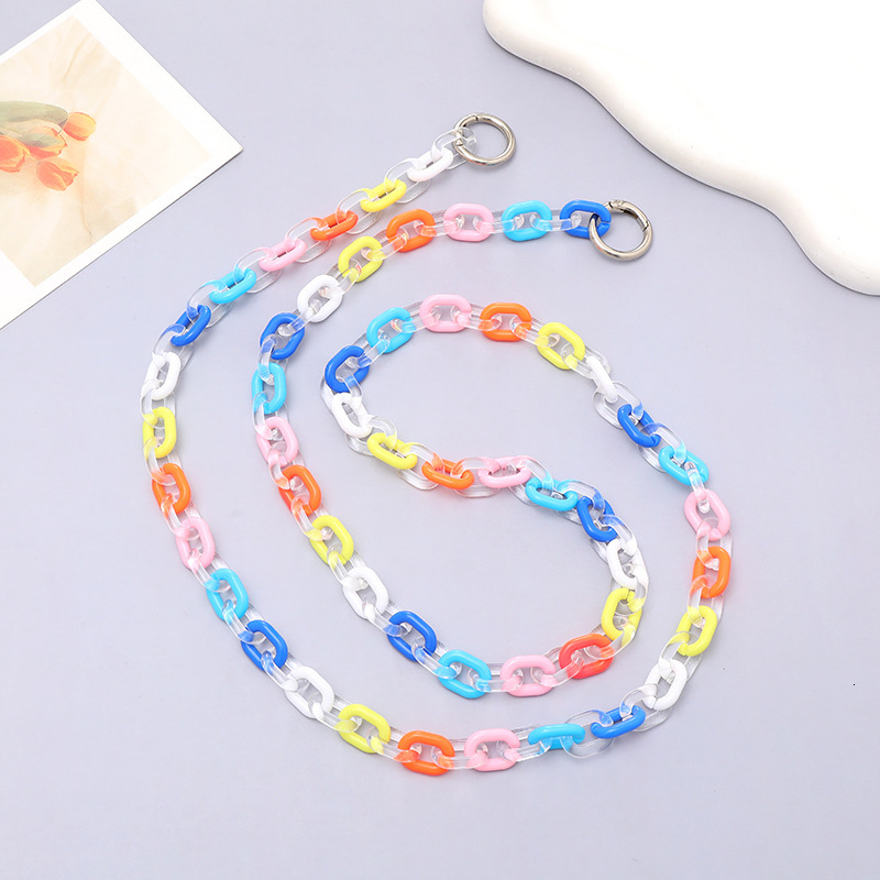 Yilian's new Korean version candy colored acrylic love crossbody chain, mobile rope, colorful phone case hanging decoration pendant