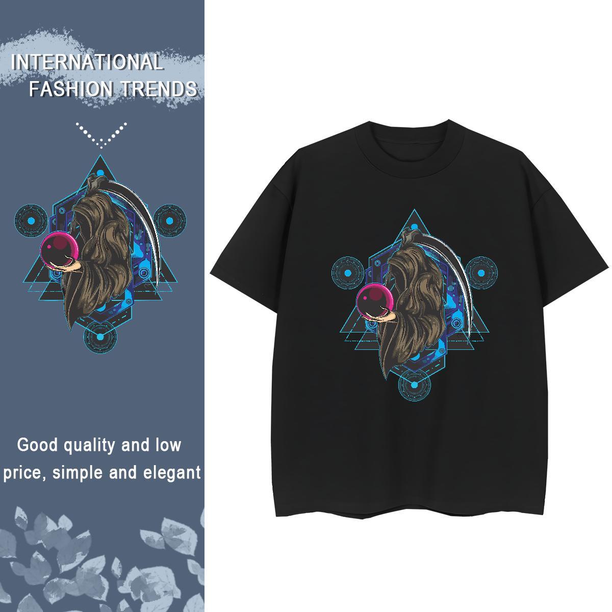 Classic T-Shirts for Women 230g 100% Cotton Crew Neck Casual Daily Wear portrait Couples T Shirts Loose Cartoon Print Tees