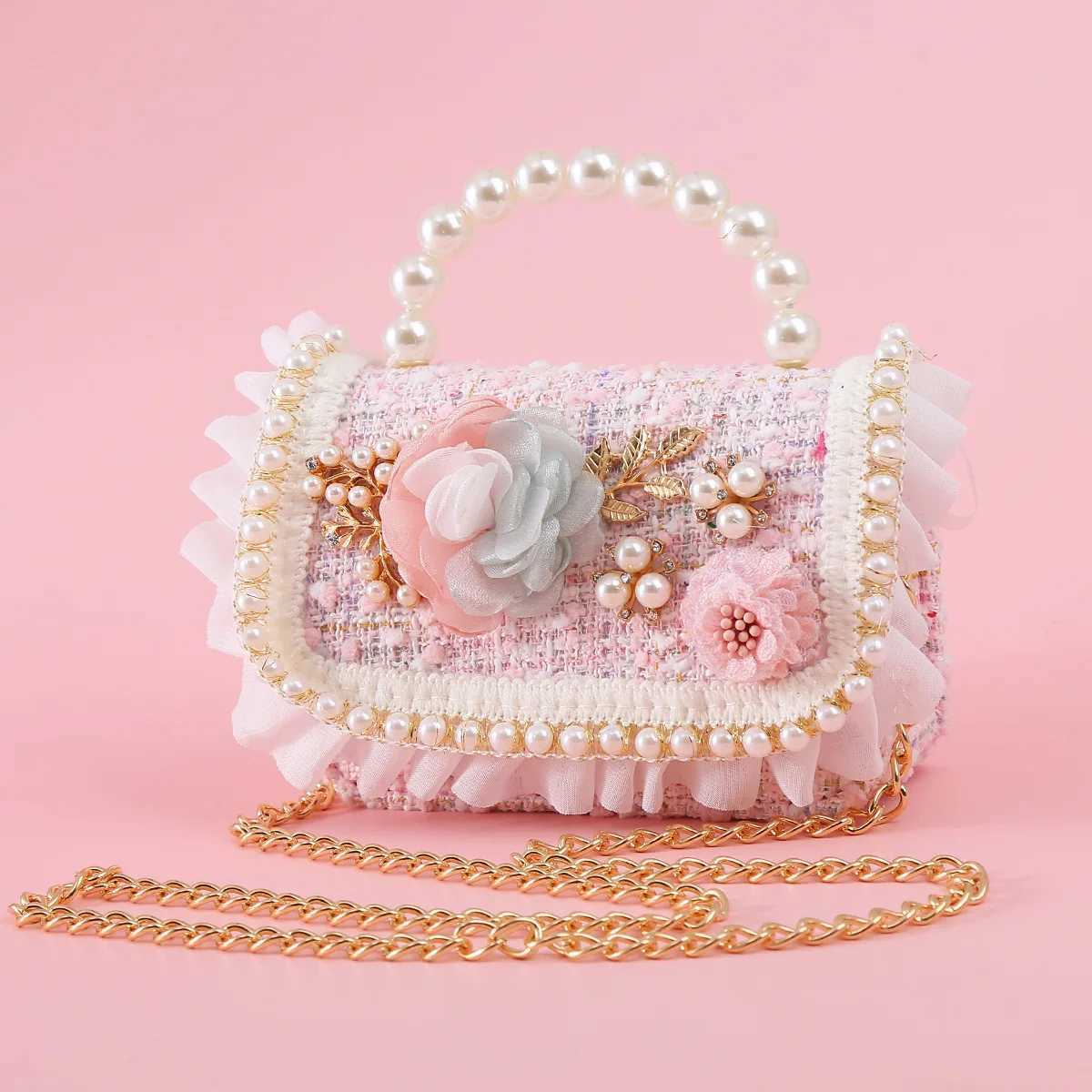 Cute girl princess cross body bag wool childrens fashion wedding handbag Kawaii baby wallet and handbag gifts W240906