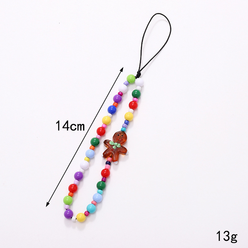2023 New Chain Phone Case Hanging Rope Christmas Tree Pendant Short Wrist with Gingerbread Man Decoration
