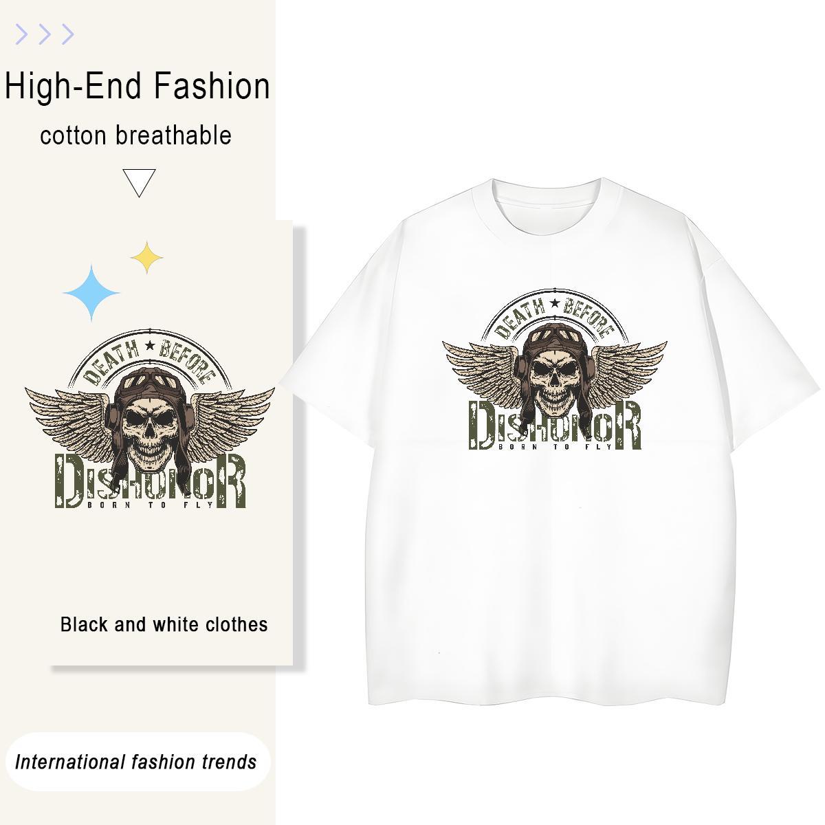 Fashion T-Shirts 100% Cotton 230g Breathable Crew Neck Sport skull Woman Tshirt Free Shipping Cartoon Anime Tees