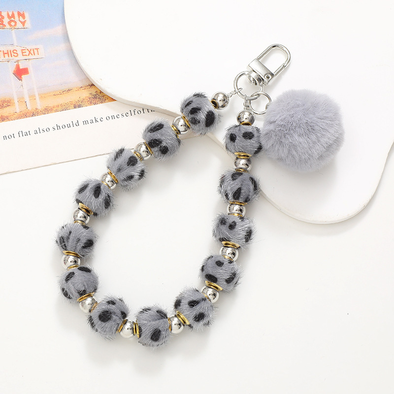 Yilian autumn and winter bead DIY plush ball pendant mobile phone case hanging rope for women