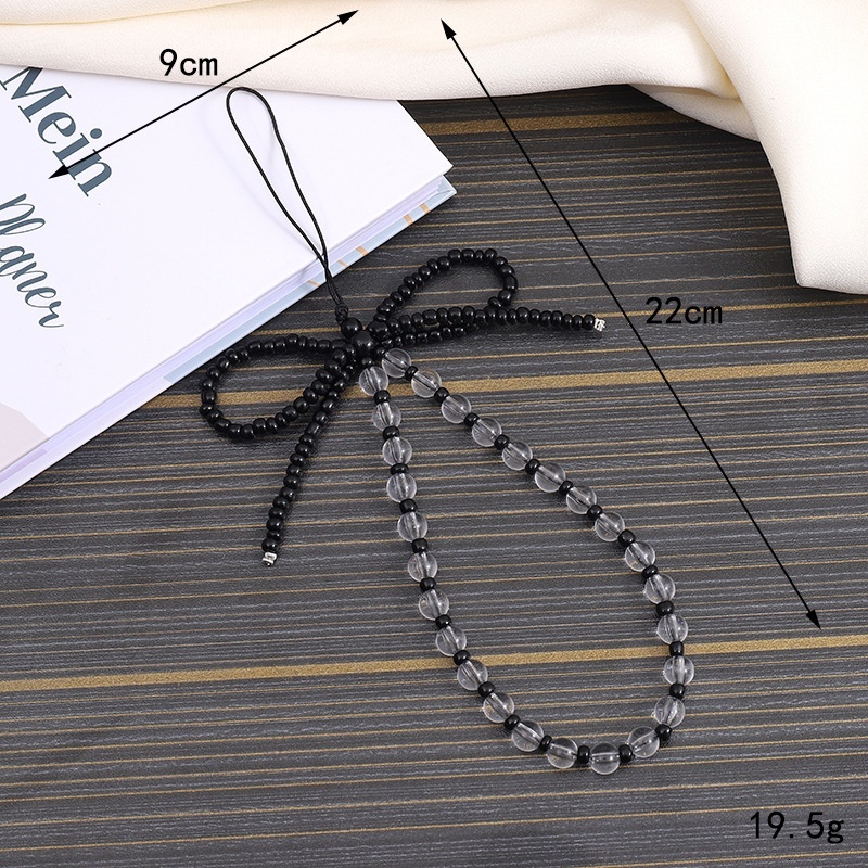 Yilian new crystal bead bow phone case hanging rope fashionable and versatile anti loss wrist strap chain for women
