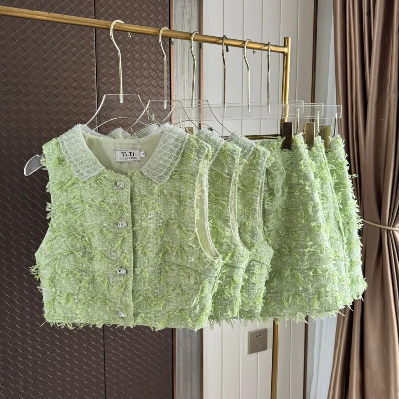 Women's Summer Two Piece Set: Short Jacket & Skirt Outfit - Ral Print, Breathable Cotton Blend