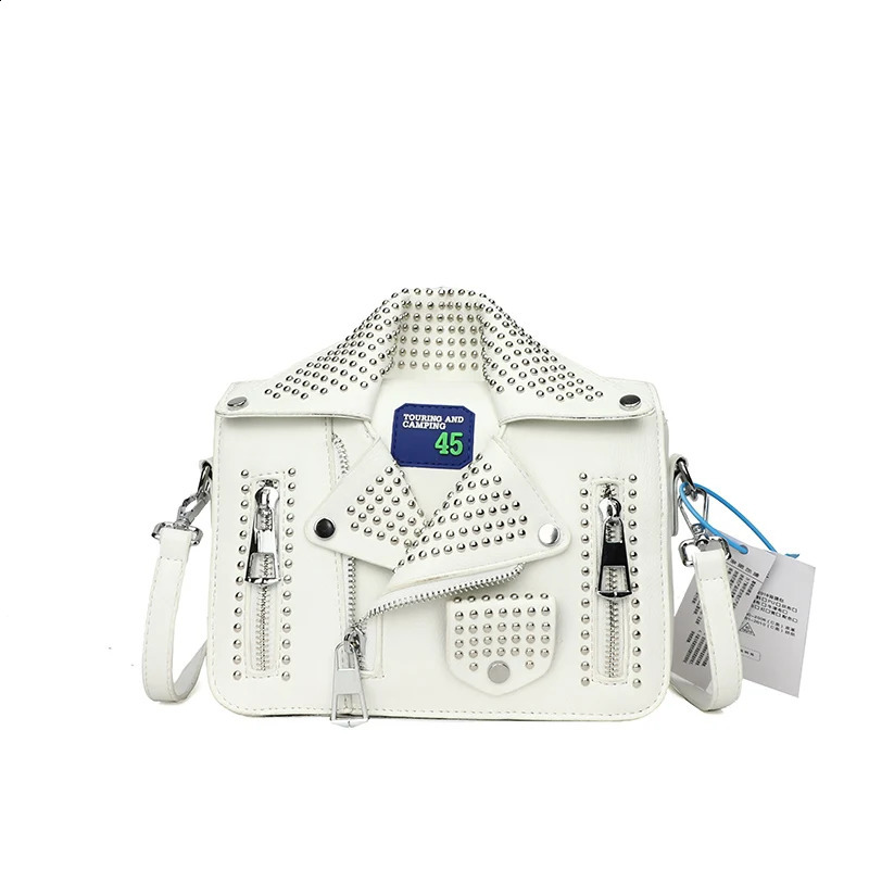 Fashion Jacket Shoulder Bags for Women Hip Hop Studded Crossbody Bag Purses and Handbags Square Satchel 240906