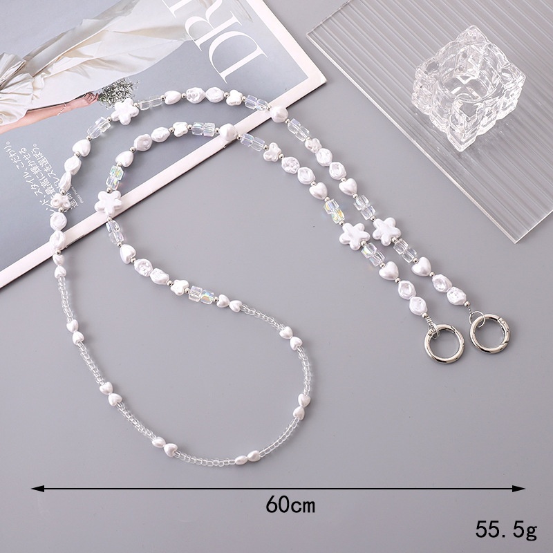 Yilian's new high-end crystal shaped pearl crossbody phone case rope, fashionable and versatile hanging accessory pendant, anti loss chain