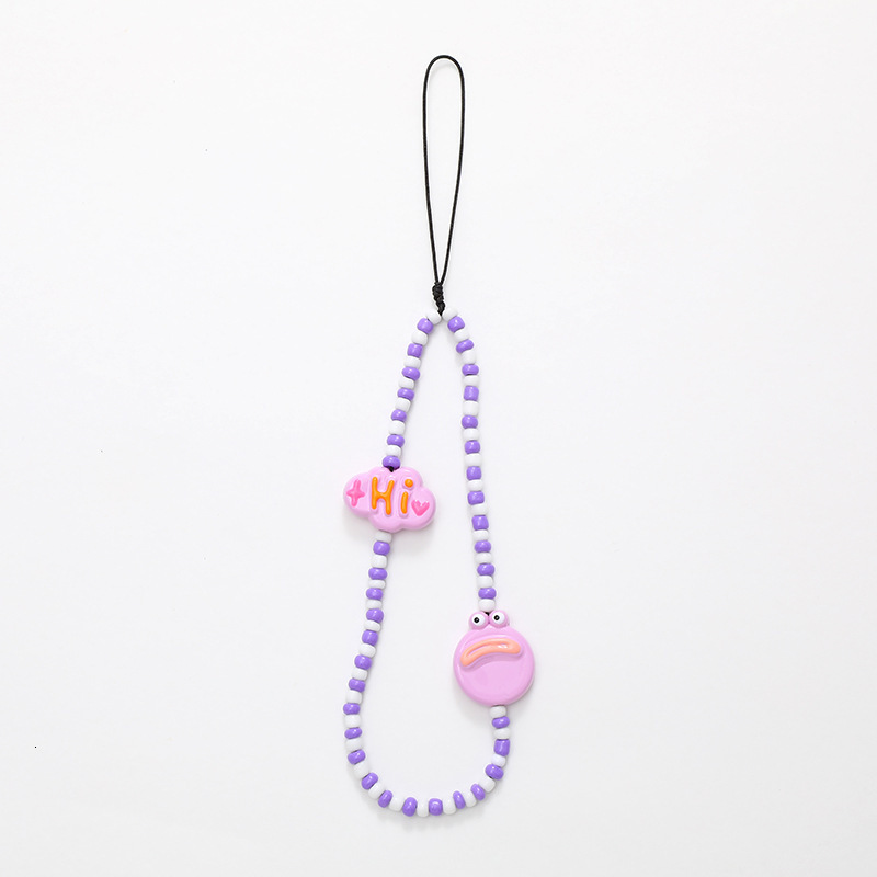 Yilian New Instagram Fashion Rice DIY Phone Case Hanging Rope Letter Donut Bead Earphone Set Chain