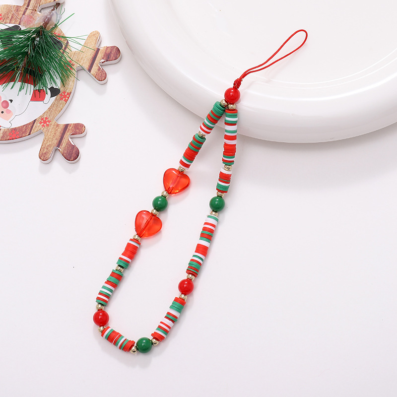 2023 New Chain Phone Case Hanging Rope Christmas Tree Pendant Short Wrist with Gingerbread Man Decoration