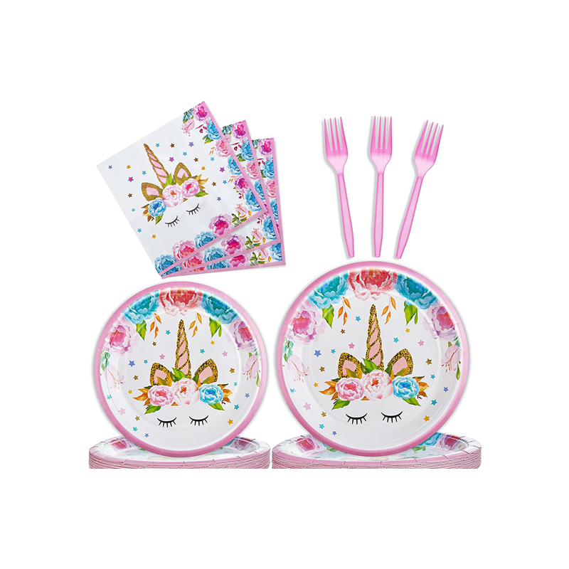 Unicorn themed party birthday supplies suitable for unicorn birthday party decoration tableware set