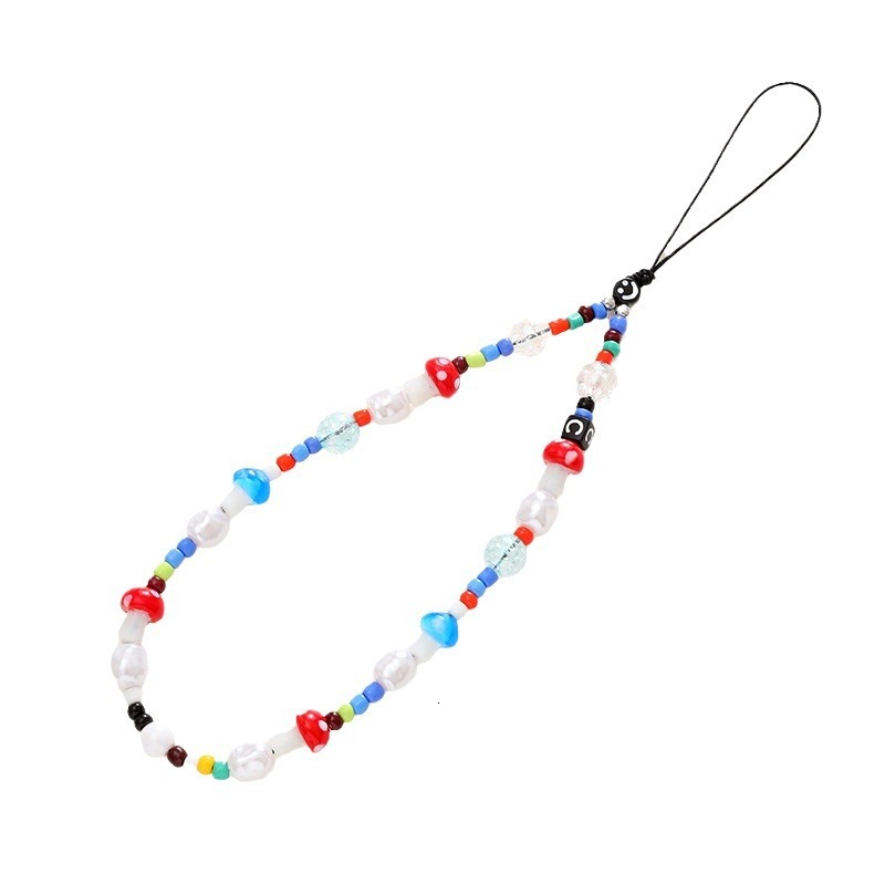 Little Bear Colorful Mushroom Mobile Phone Rope Hanging Short Handheld Drop and Anti Loss Chain