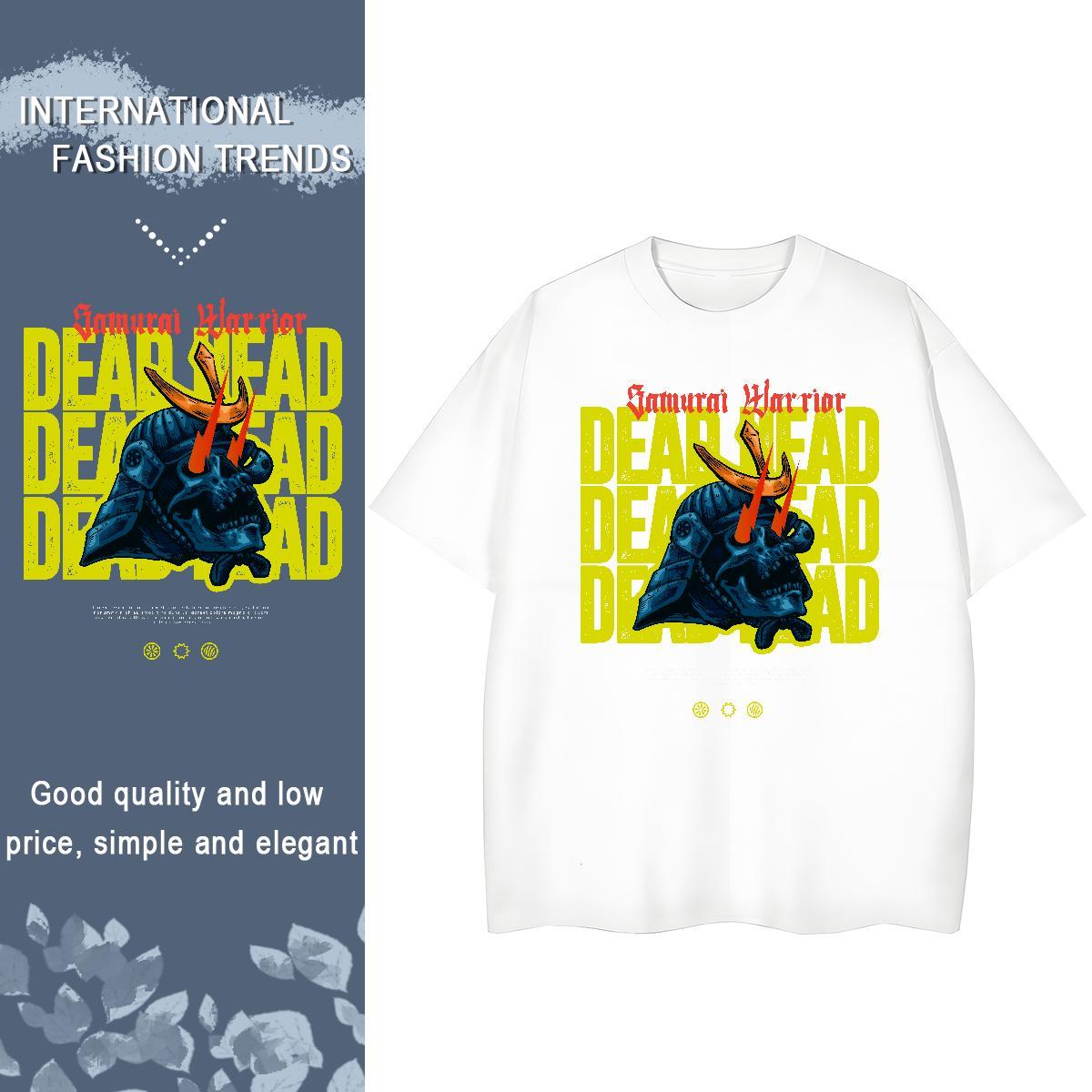 Fashion Women T Shirts 100% Cotton 230g Short Sleeve O-Neck Street Wear skull Couples T Shirts Lady Anime Polos