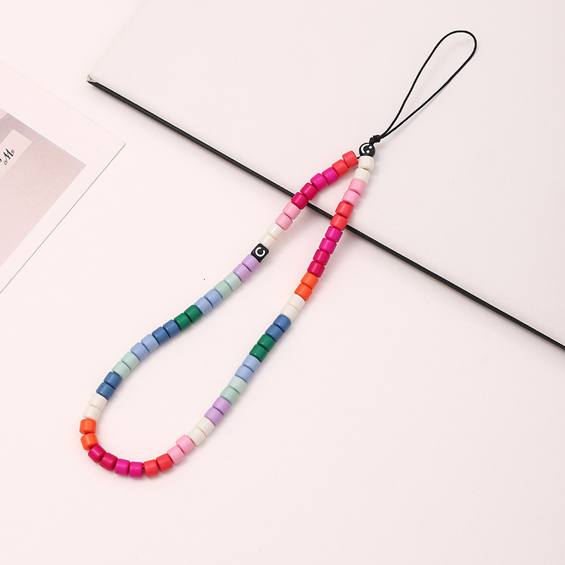 Internet celebrity anti lost Rainbow Same enamel bead DIY phone hanging rope Female wrist chain