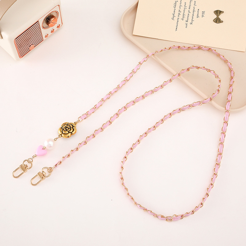 New pearl string leather crossbody long bag DIY accessory small fragrance style hanging rope anti drop mobile phone chain