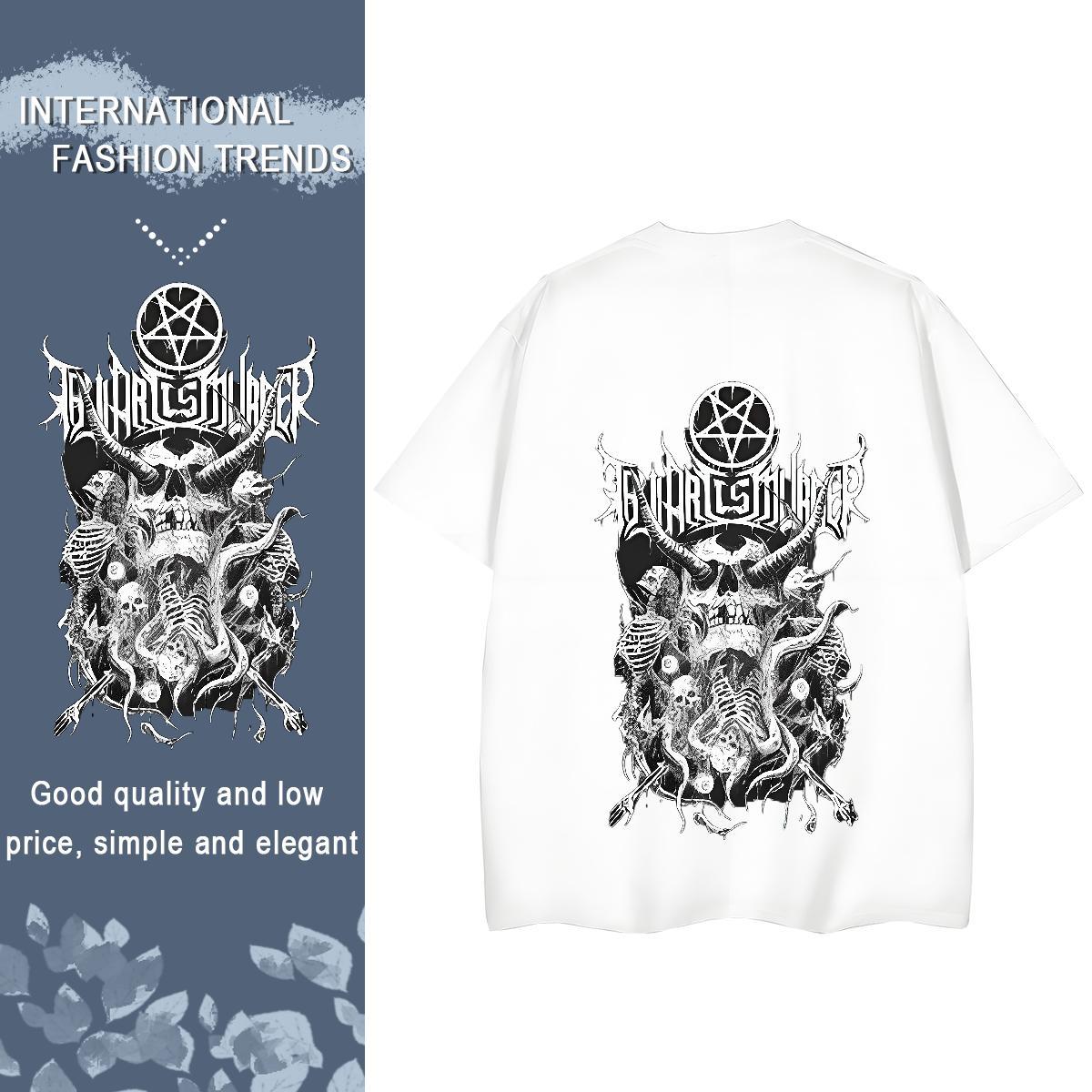 Fashion T Shirts Women 230g Pure Cotton Breathable Crew Neck Casual Daily Wear skull Lady T shirt Popular Graphic Top Tees
