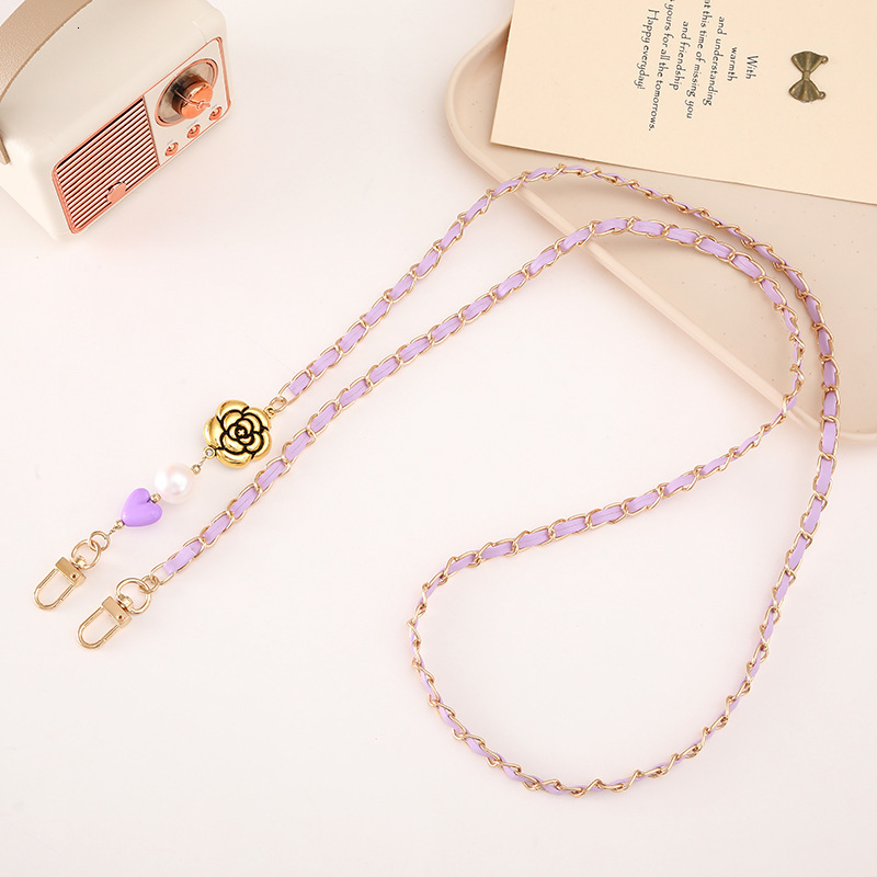 New pearl string leather crossbody long bag DIY accessory small fragrance style hanging rope anti drop mobile phone chain