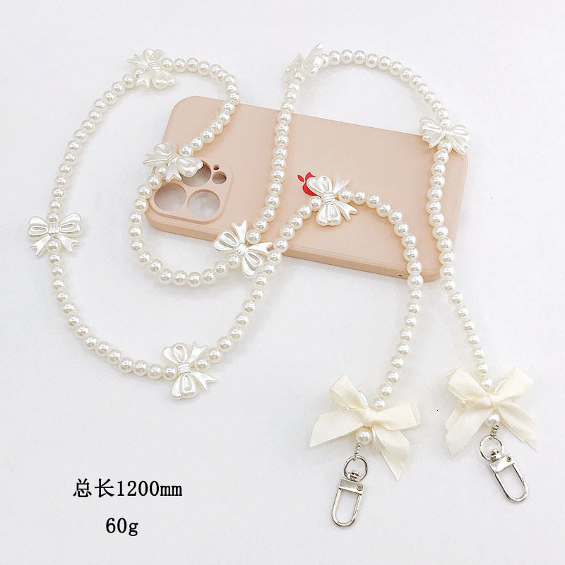 Yilian Jewelry New Pearl Bow Diagonal Cross Small Fragrant Wind Hanging Phone Case Pendant Single Shoulder Back Chain Female